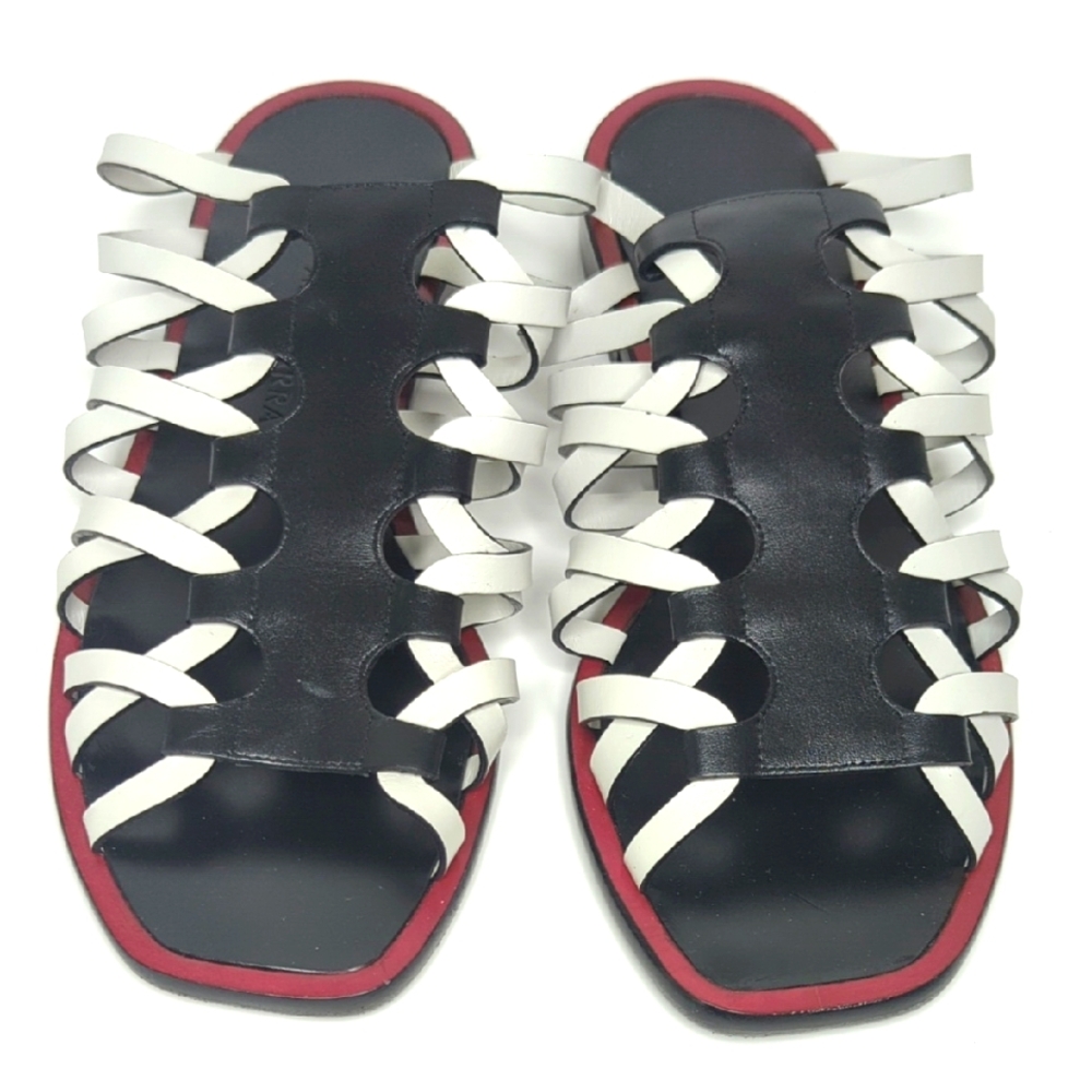Altuzarra Italian Leather Strappy Sandals Black White Red Women's 7.5 EU 38.5